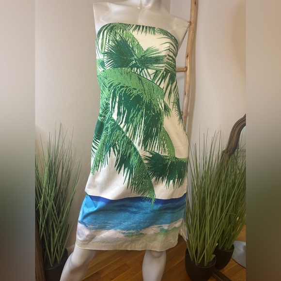 Vintage Dresses & Skirts - Mica Vintage Strapless Bustier Mini Dress Island Palms 8